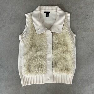 Kenneth Cole Cream Fleece Sweater Vest Y2K